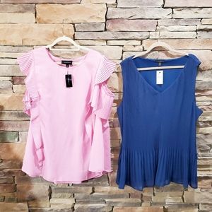 Lane Bryant Pink & Blue Top Blouse Bundle sz 24